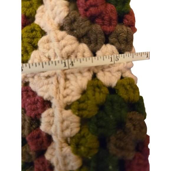 Handmade Crochet Granny Square Tote Bag With Multicolor Pattern & Beige Base - Picture 6 of 11